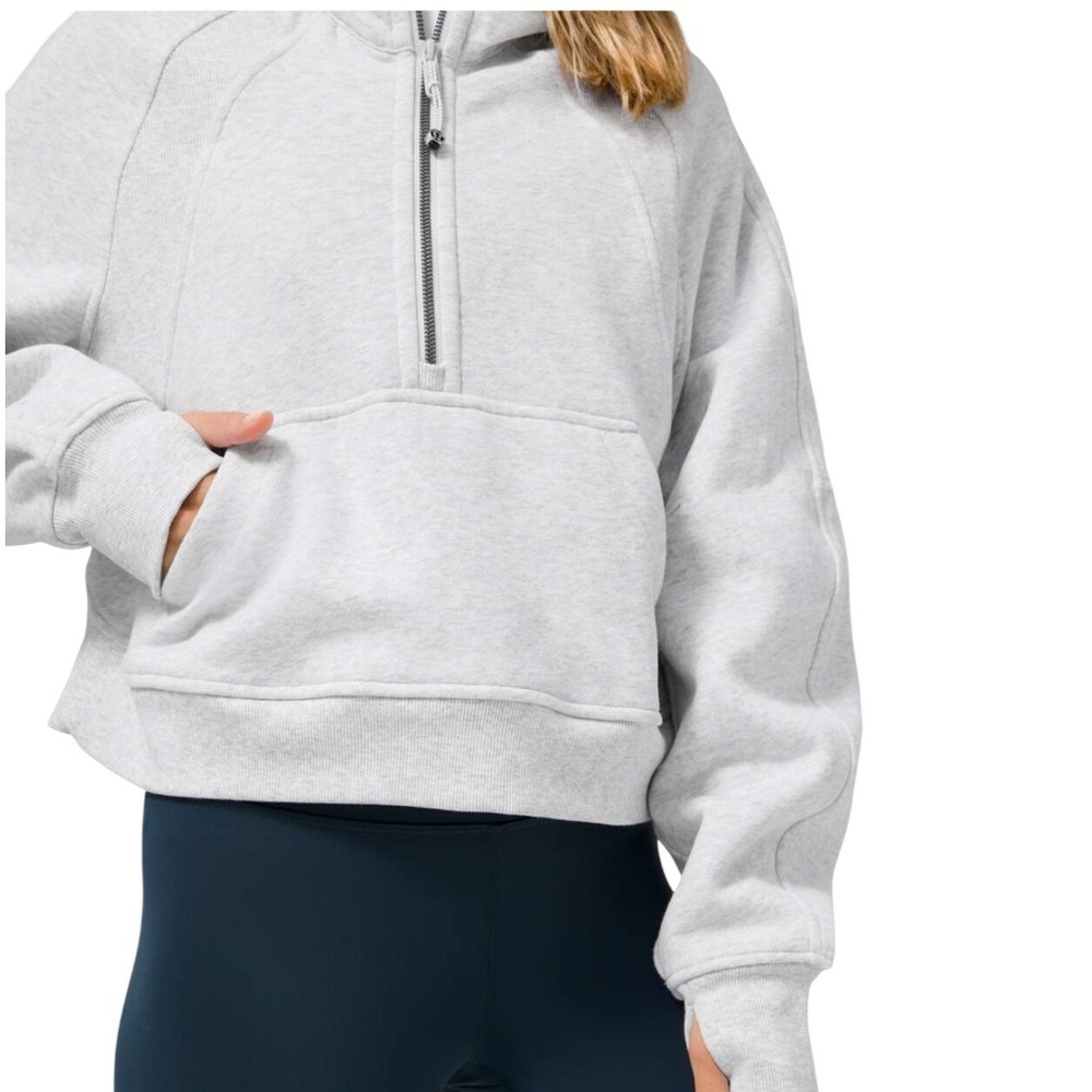 Lululemon Scuba Oversized 1/2 Zip Hoodie Heathered Core Ultra Light Grey XS/S